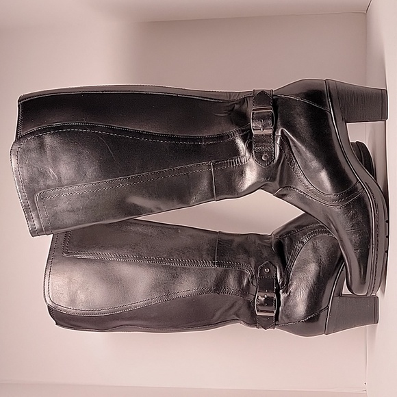 Clarks Bendables Boots Knee High Riding Equestrian Black Leather Pull-On 8.5 - Picture 11 of 16